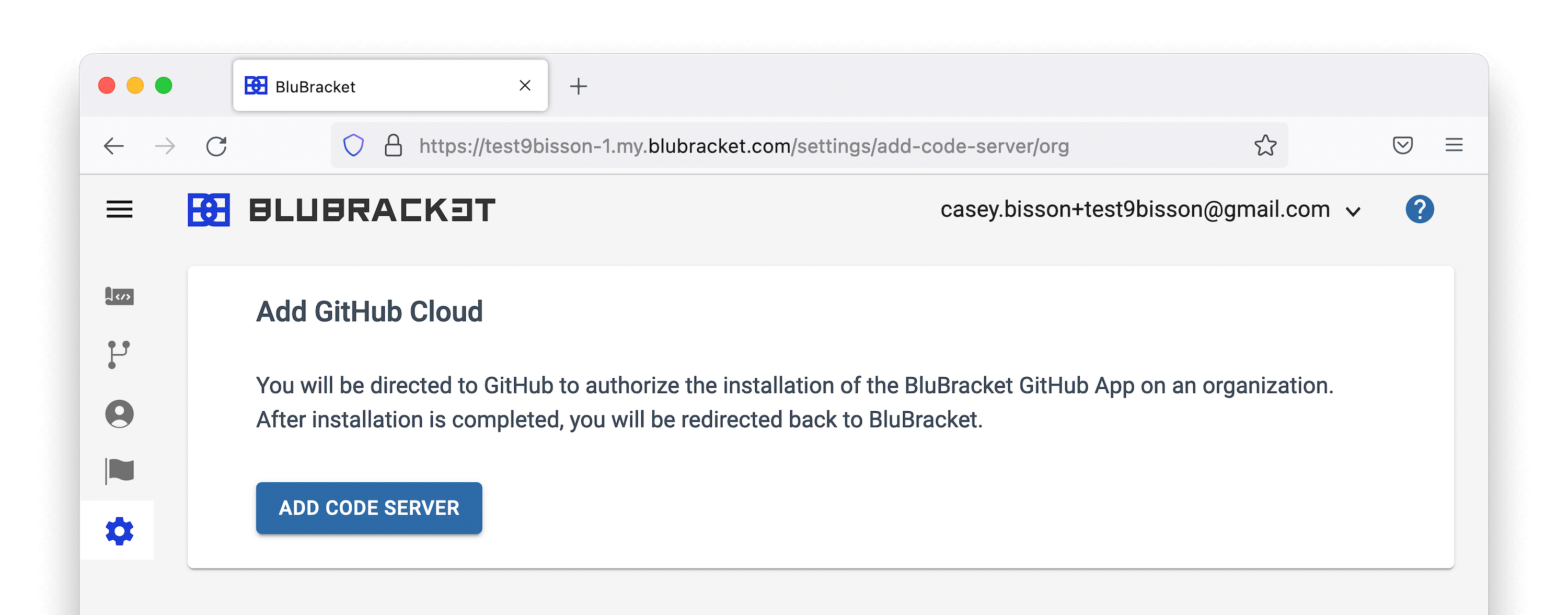 Additional details about how to add a GitHub Cloud code server to BluBracket.