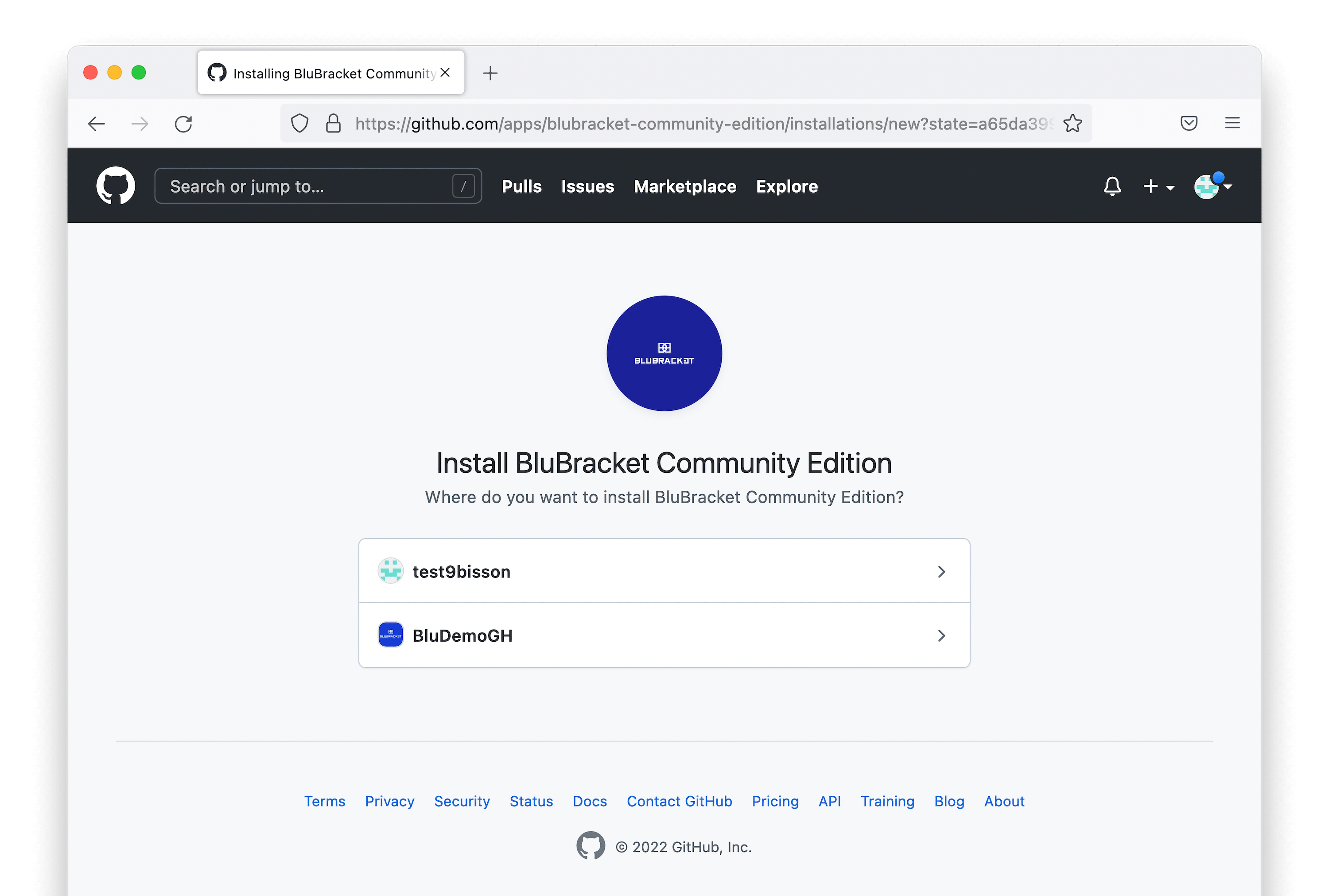 Select the GitHub org to monitor (repos can be chosen in the next step, and additional orgs can be added later).